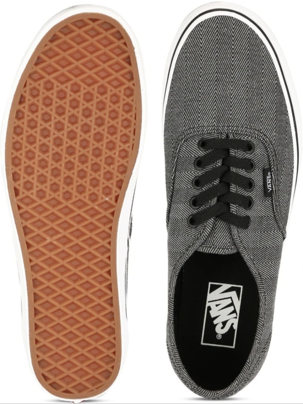 Vans AuthenticSneaker Oversized Gray & Black Herringbone Men's Size 12 Like New